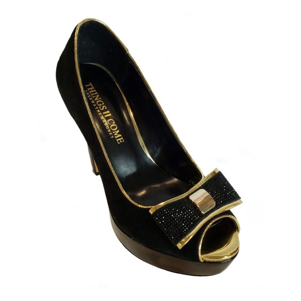 THINGS II COME Womens Black 1" Platform Madison Pumps Shoes 5.5 M